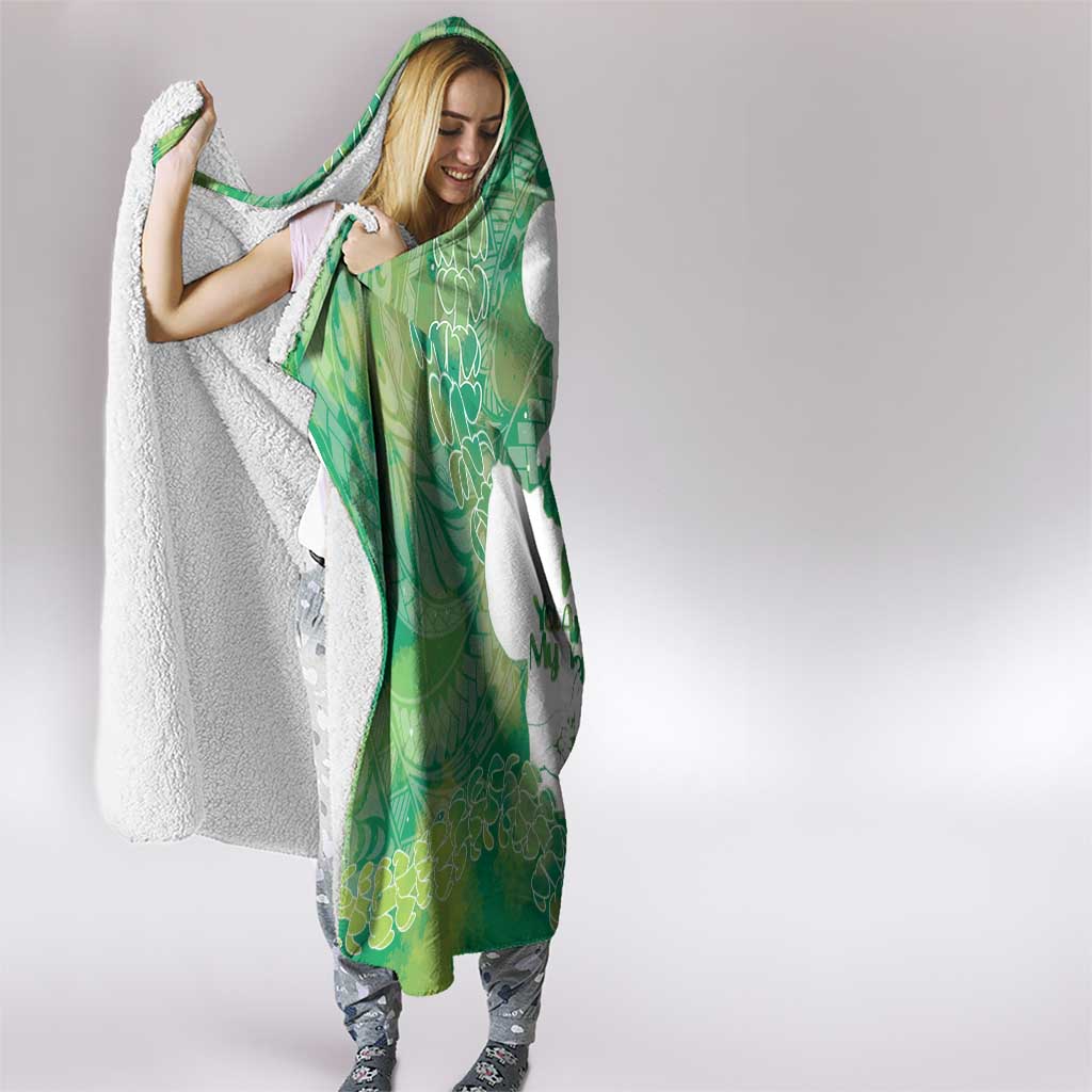 Green Polynesia Father's Day Hooded Blanket Dad You Are My Hero
