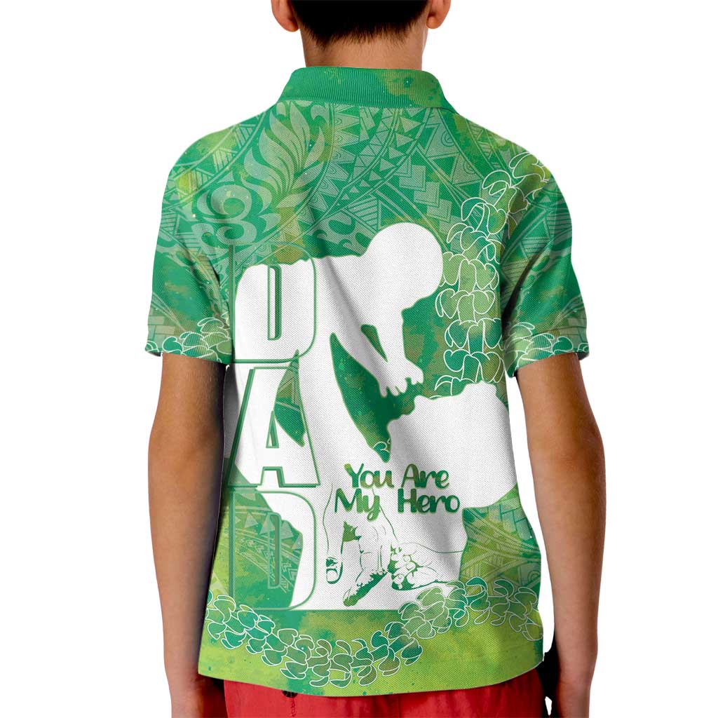 Green Polynesia Father's Day Kid Polo Shirt Dad You Are My Hero
