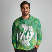 Green Polynesia Father's Day Long Sleeve Polo Shirt Dad You Are My Hero