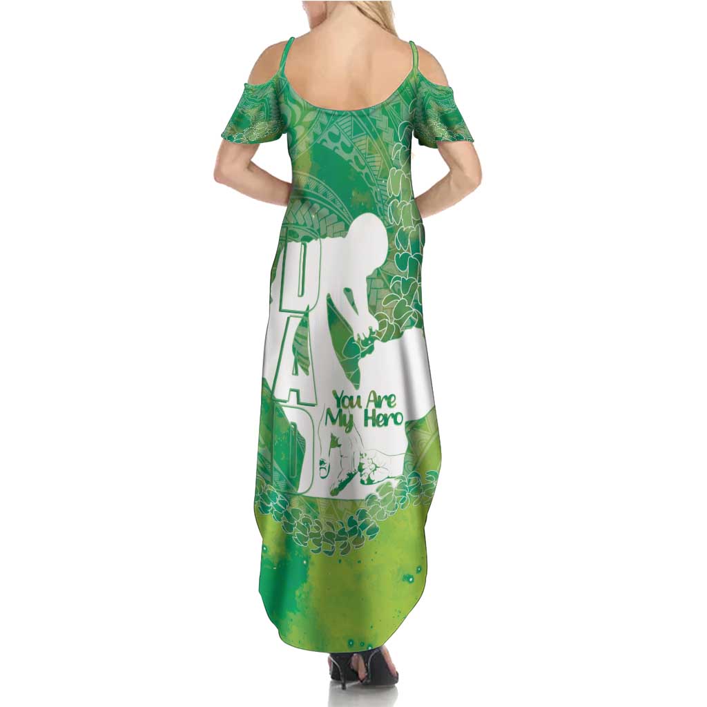 Green Polynesia Father's Day Summer Maxi Dress Dad You Are My Hero