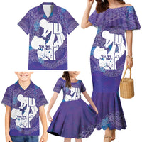 Purple Polynesia Father's Day Family Matching Mermaid Dress and Hawaiian Shirt Dad You Are My Hero LT14 - Polynesian Pride