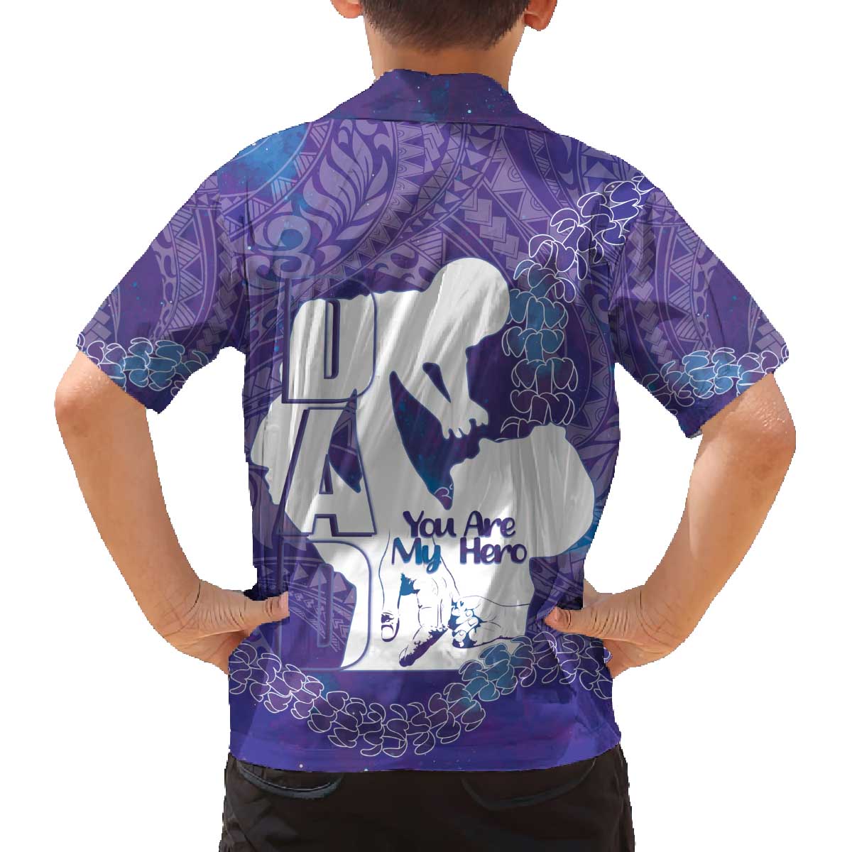 Purple Polynesia Father's Day Family Matching Off The Shoulder Long Sleeve Dress and Hawaiian Shirt Dad You Are My Hero LT14 - Polynesian Pride