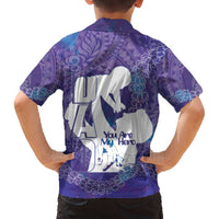 Purple Polynesia Father's Day Family Matching Off The Shoulder Long Sleeve Dress and Hawaiian Shirt Dad You Are My Hero LT14 - Polynesian Pride