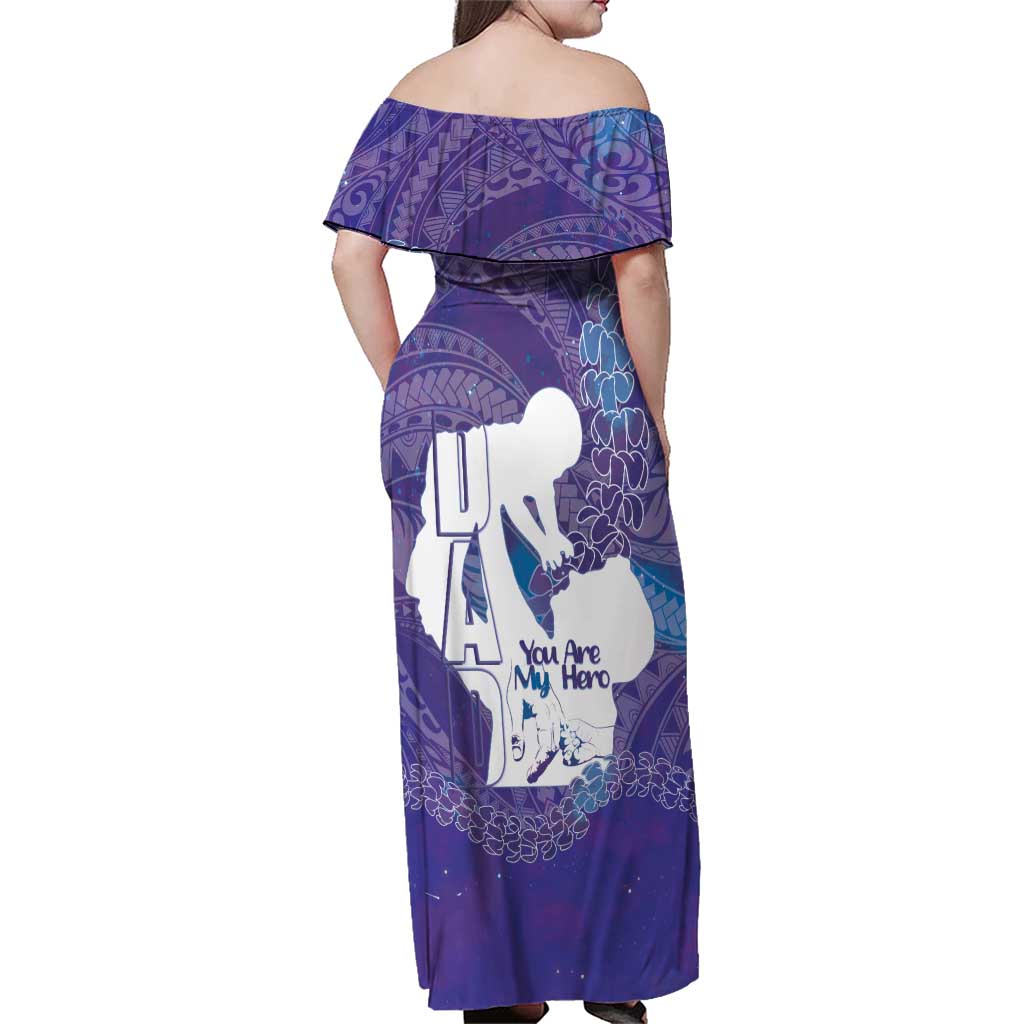 Purple Polynesia Father's Day Family Matching Off Shoulder Maxi Dress and Hawaiian Shirt Dad You Are My Hero LT14 - Polynesian Pride