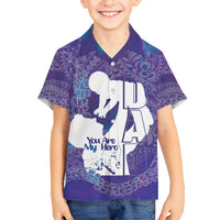 Purple Polynesia Father's Day Family Matching Off Shoulder Short Dress and Hawaiian Shirt Dad You Are My Hero LT14 Son's Shirt Purple - Polynesian Pride