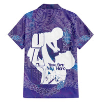 Purple Polynesia Father's Day Family Matching Short Sleeve Bodycon Dress and Hawaiian Shirt Dad You Are My Hero LT14 - Polynesian Pride
