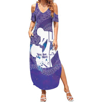 Purple Polynesia Father's Day Family Matching Summer Maxi Dress and Hawaiian Shirt Dad You Are My Hero LT14 Mom's Dress Purple - Polynesian Pride
