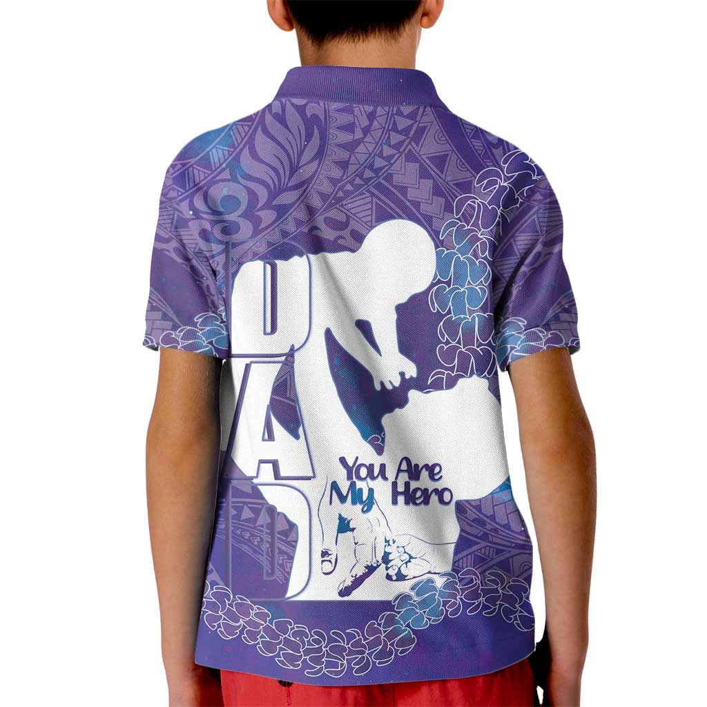 Purple Polynesia Father's Day Kid Polo Shirt Dad You Are My Hero