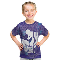 Purple Polynesia Father's Day Kid T Shirt Dad You Are My Hero