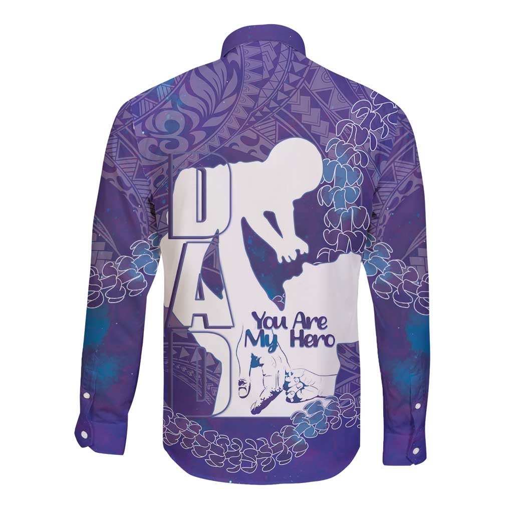 Purple Polynesia Father's Day Long Sleeve Button Shirt Dad You Are My Hero