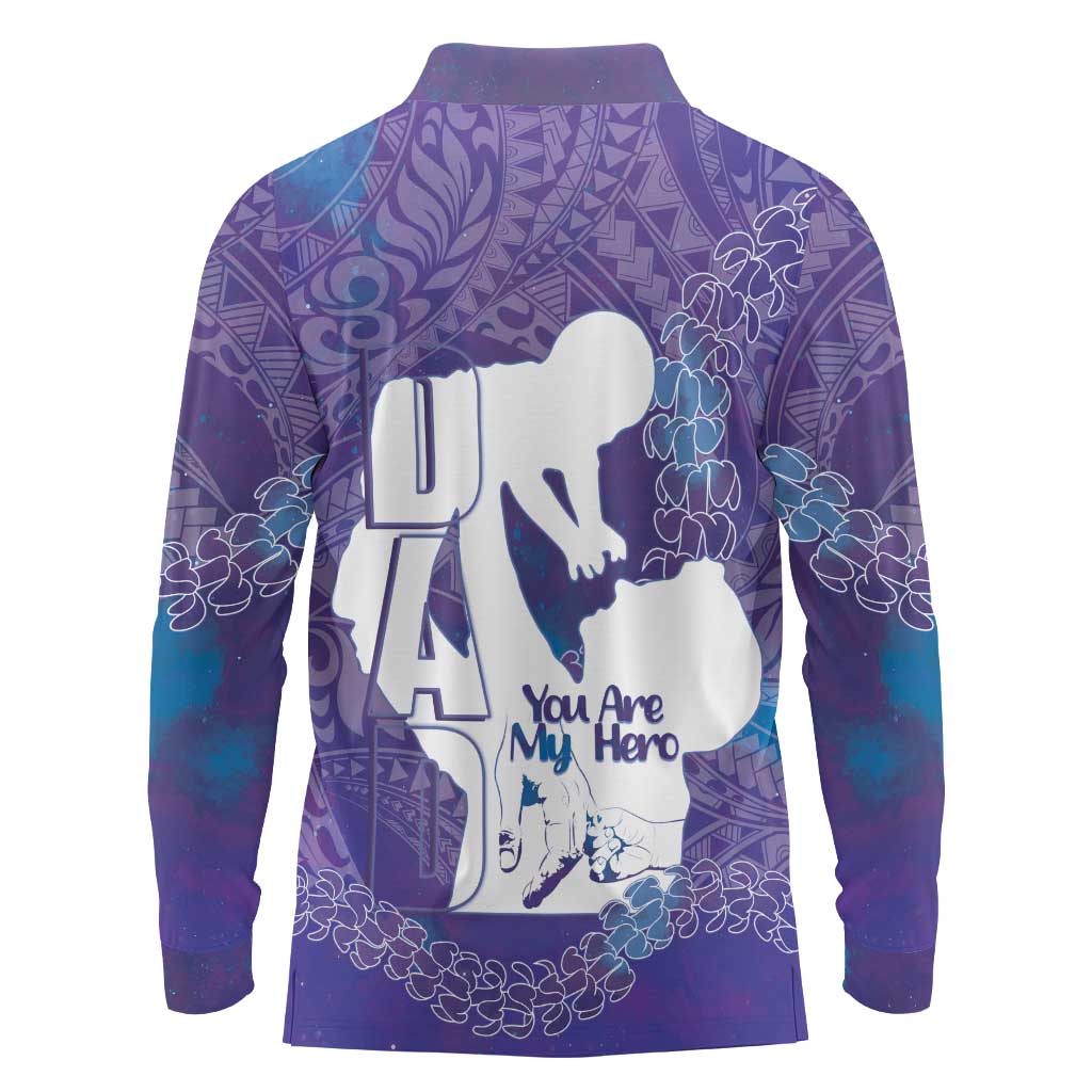 Purple Polynesia Father's Day Long Sleeve Polo Shirt Dad You Are My Hero