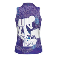 Purple Polynesia Father's Day Women Sleeveless Polo Shirt Dad You Are My Hero