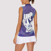 Purple Polynesia Father's Day Women Sleeveless Polo Shirt Dad You Are My Hero