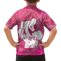Pink Polynesia Father's Day Family Matching Off The Shoulder Long Sleeve Dress and Hawaiian Shirt Dad You Are My Hero LT14 - Polynesian Pride