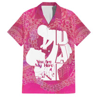 Pink Polynesia Father's Day Family Matching Off The Shoulder Long Sleeve Dress and Hawaiian Shirt Dad You Are My Hero LT14 Dad's Shirt - Short Sleeve Pink - Polynesian Pride