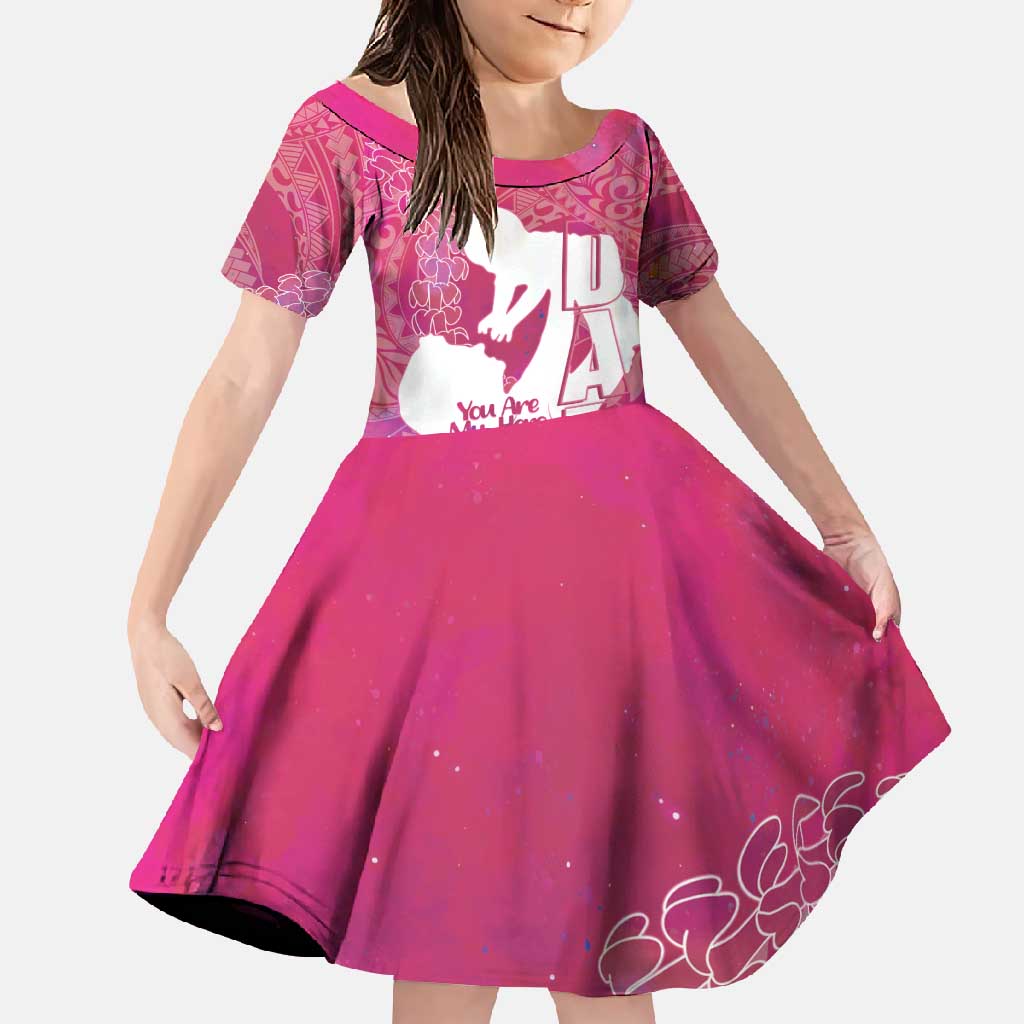 Pink Polynesia Father's Day Family Matching Off Shoulder Maxi Dress and Hawaiian Shirt Dad You Are My Hero LT14 Daughter's Dress Pink - Polynesian Pride
