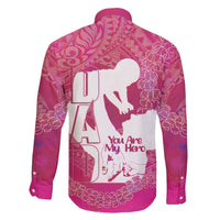 Pink Polynesia Father's Day Family Matching Off Shoulder Maxi Dress and Hawaiian Shirt Dad You Are My Hero LT14 - Polynesian Pride