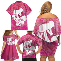 Pink Polynesia Father's Day Family Matching Off Shoulder Short Dress and Hawaiian Shirt Dad You Are My Hero LT14 - Polynesian Pride