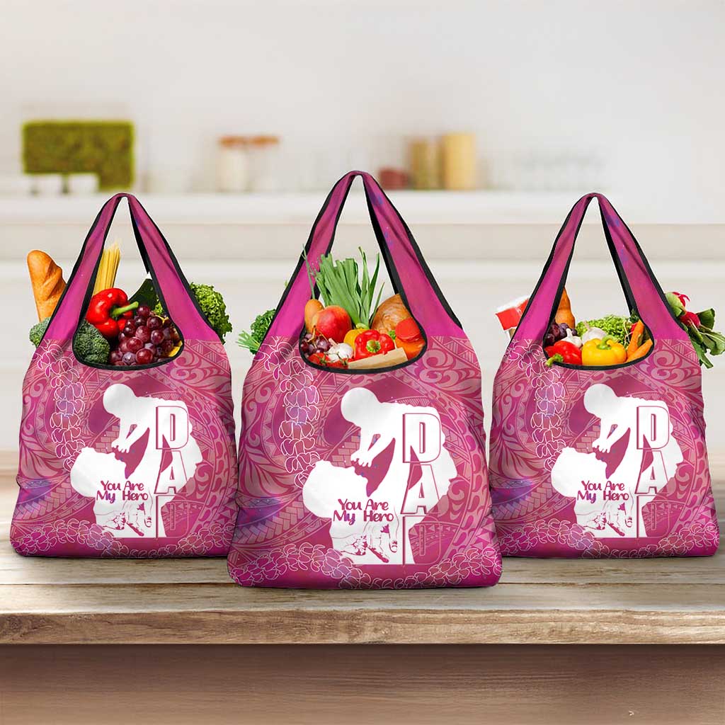 Pink Polynesia Father's Day Grocery Bag Dad You Are My Hero