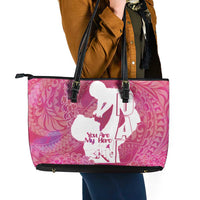 Pink Polynesia Father's Day Leather Tote Bag Dad You Are My Hero