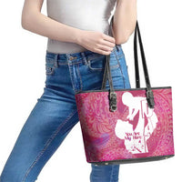Pink Polynesia Father's Day Leather Tote Bag Dad You Are My Hero