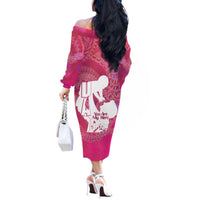 Pink Polynesia Father's Day Off The Shoulder Long Sleeve Dress Dad You Are My Hero