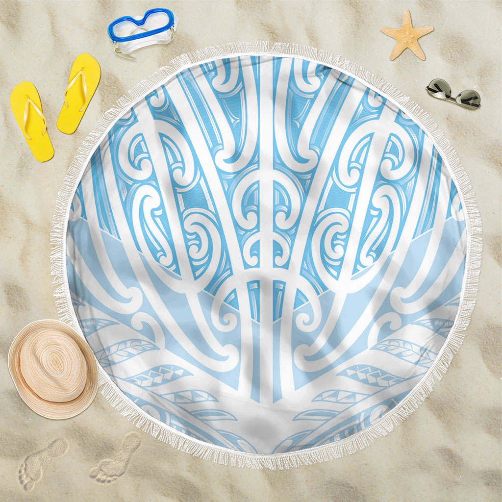 Blue New Zealand Puhoro Maori Tattoo Beach Blanket