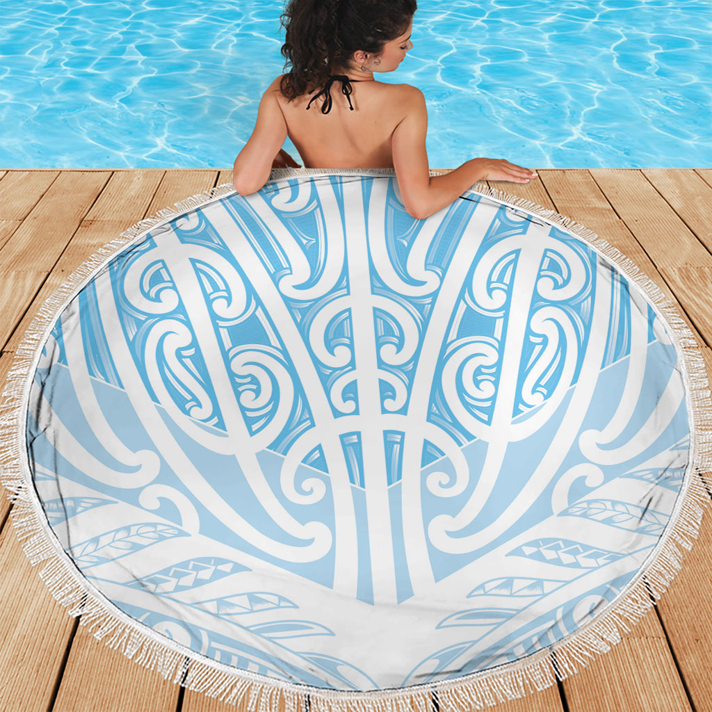 Blue New Zealand Puhoro Maori Tattoo Beach Blanket