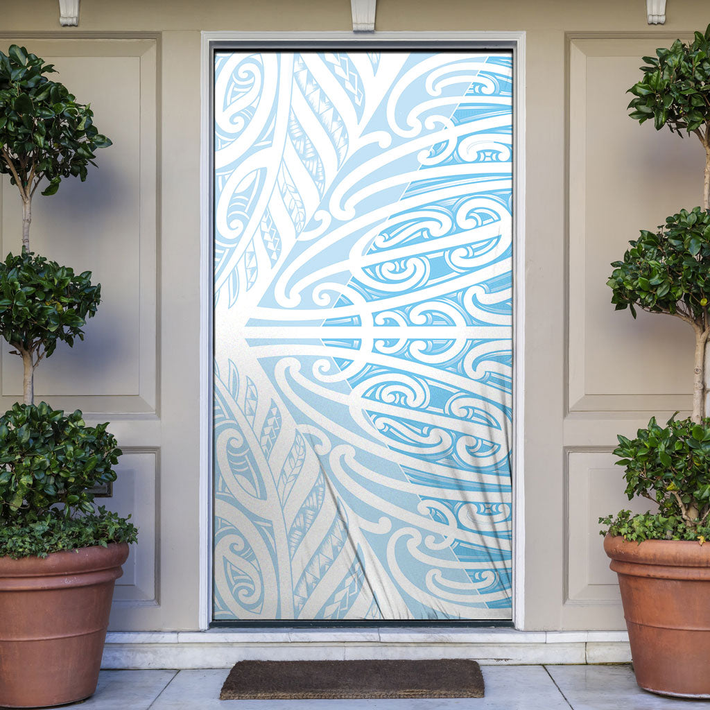 Blue New Zealand Puhoro Maori Tattoo Door Cover LT14 Blue - Polynesian Pride