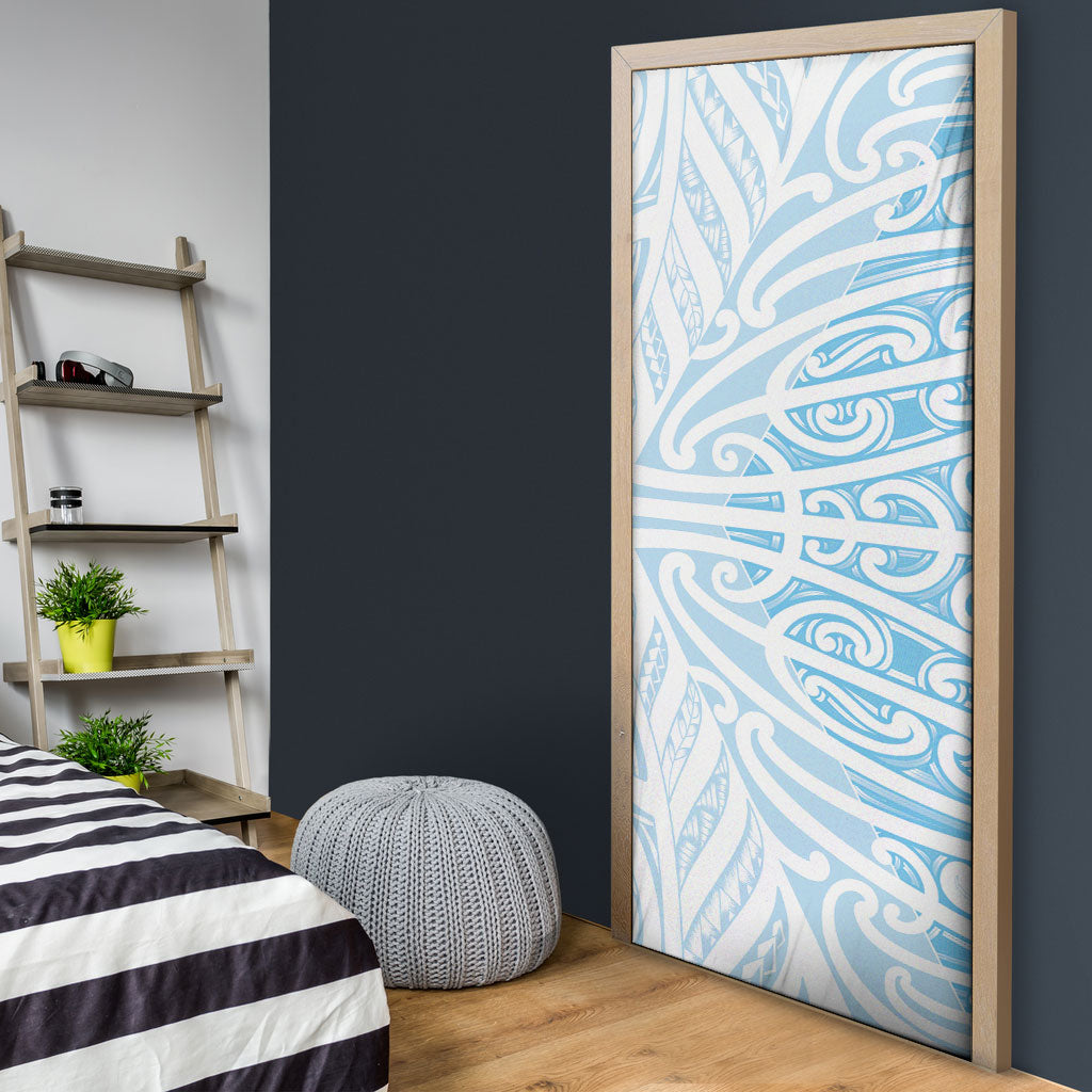 Blue New Zealand Puhoro Maori Tattoo Door Cover