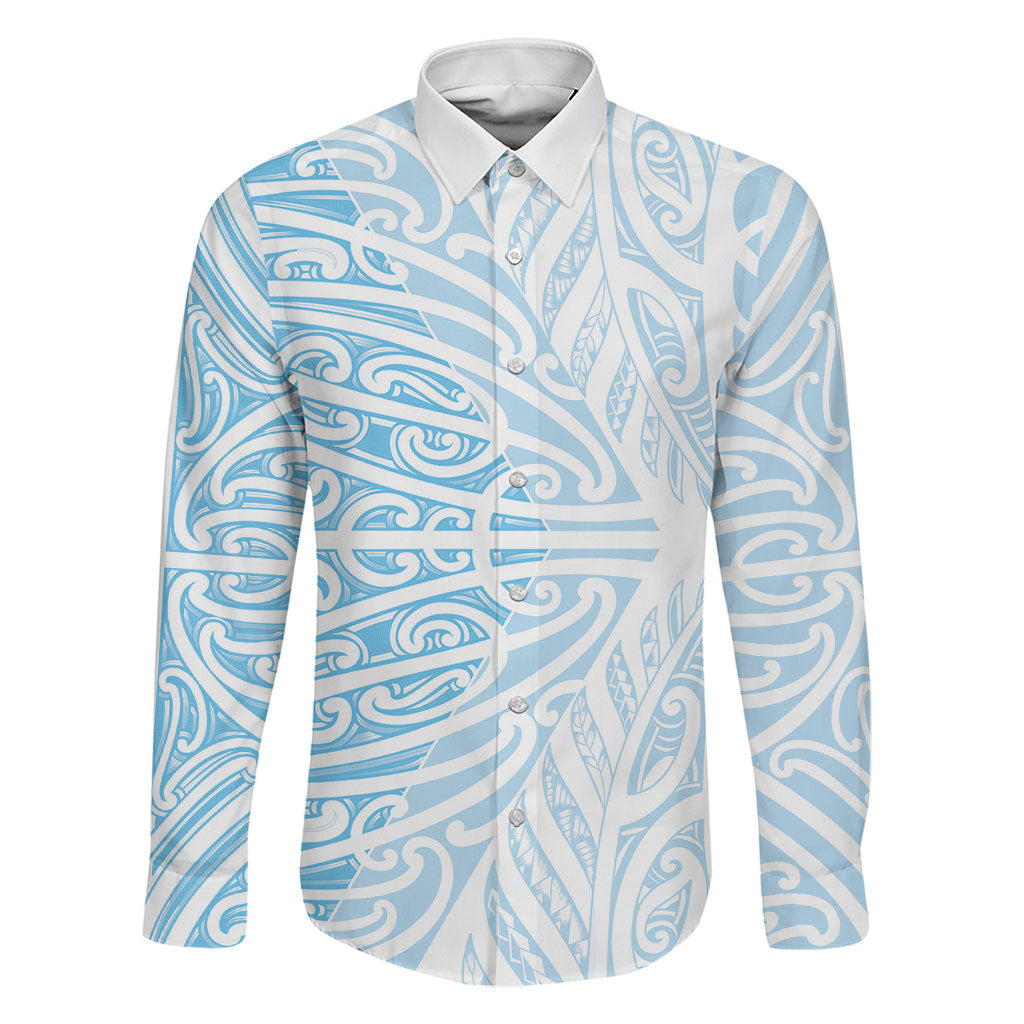 Blue New Zealand Puhoro Maori Tattoo Family Matching Mermaid Dress and Hawaiian Shirt