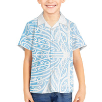 Blue New Zealand Puhoro Maori Tattoo Family Matching Mermaid Dress and Hawaiian Shirt