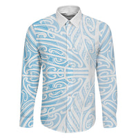 Blue New Zealand Puhoro Maori Tattoo Family Matching Off Shoulder Maxi Dress and Hawaiian Shirt