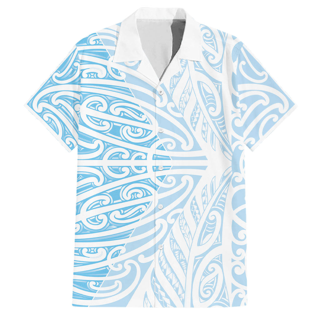 Blue New Zealand Puhoro Maori Tattoo Family Matching Summer Maxi Dress and Hawaiian Shirt
