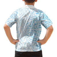Blue New Zealand Puhoro Maori Tattoo Kid Hawaiian Shirt