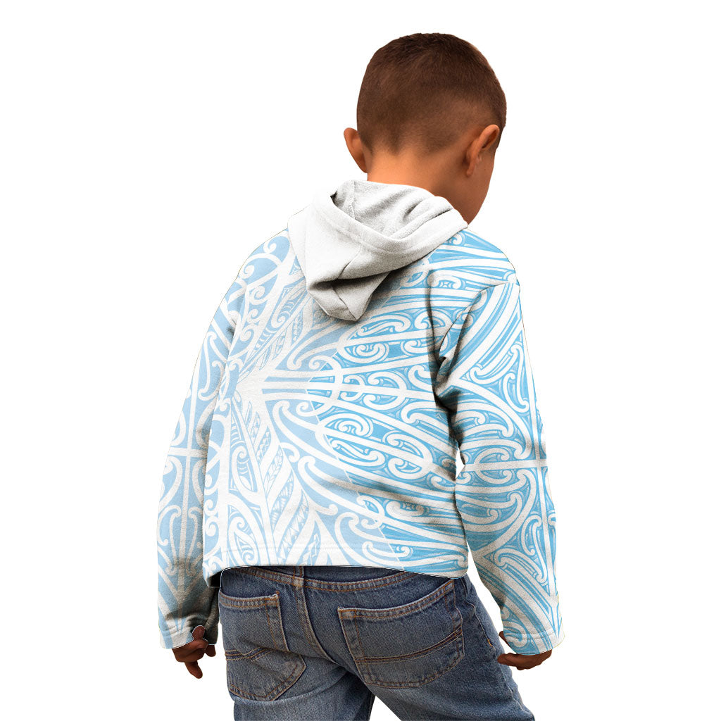 Blue New Zealand Puhoro Maori Tattoo Kid Hoodie