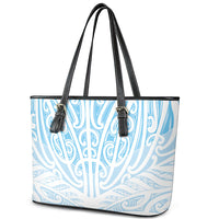 Blue New Zealand Puhoro Maori Tattoo Leather Tote Bag