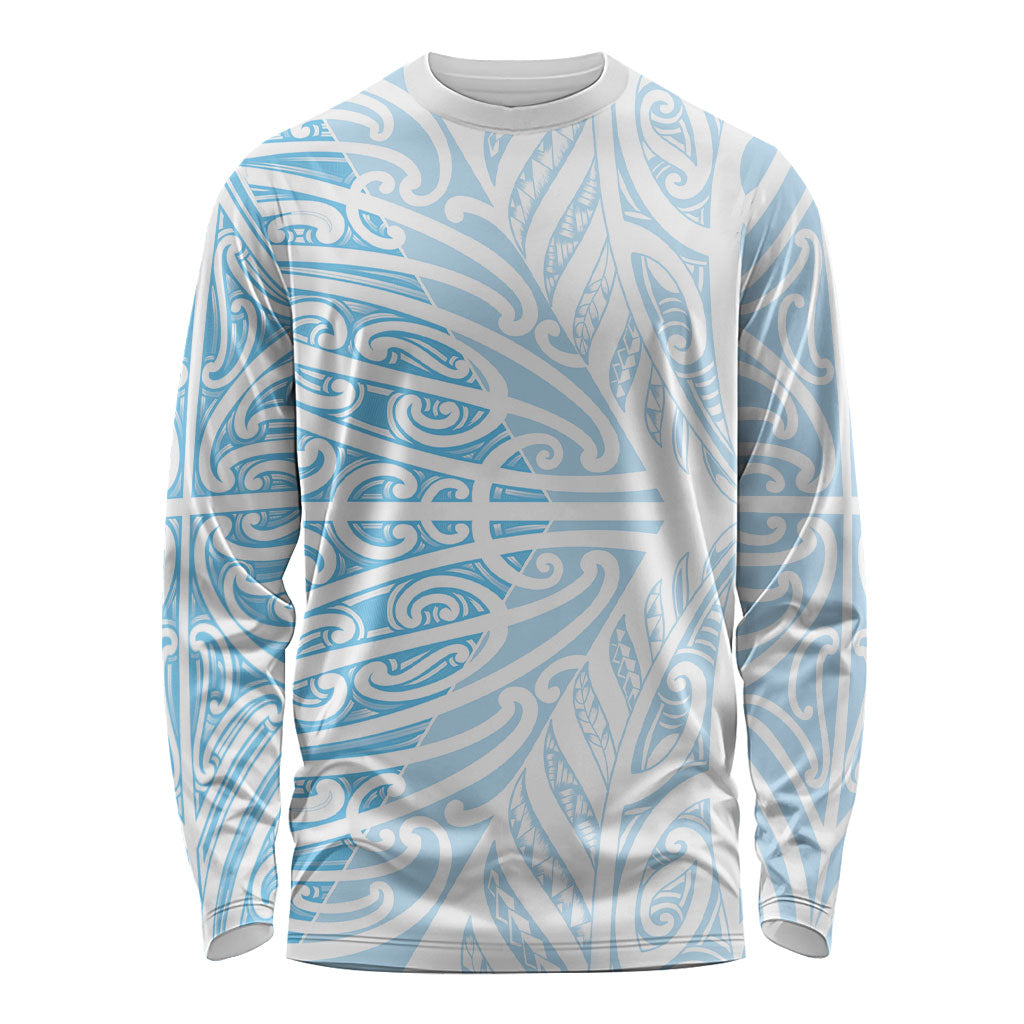 Blue New Zealand Puhoro Maori Tattoo Long Sleeve Shirt