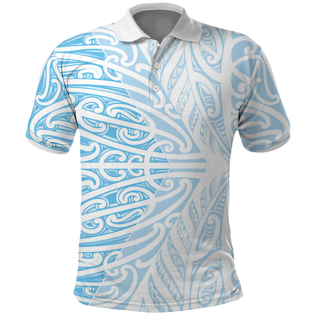 Blue New Zealand Puhoro Maori Tattoo Polo Shirt LT14 Blue - Polynesian Pride