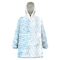 Blue New Zealand Puhoro Maori Tattoo Wearable Blanket Hoodie