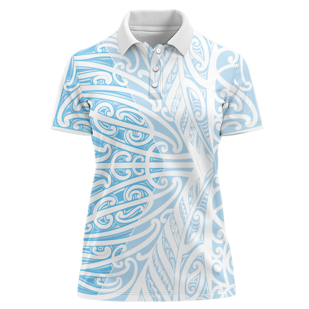 Blue New Zealand Puhoro Maori Tattoo Women Polo Shirt