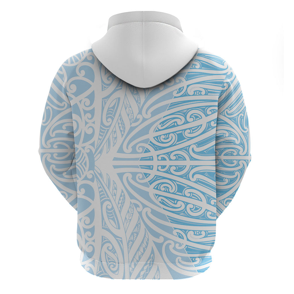 Blue New Zealand Puhoro Maori Tattoo Zip Hoodie