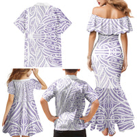 Purple New Zealand Puhoro Maori Tattoo Family Matching Mermaid Dress and Hawaiian Shirt