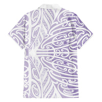 Purple New Zealand Puhoro Maori Tattoo Family Matching Off Shoulder Maxi Dress and Hawaiian Shirt