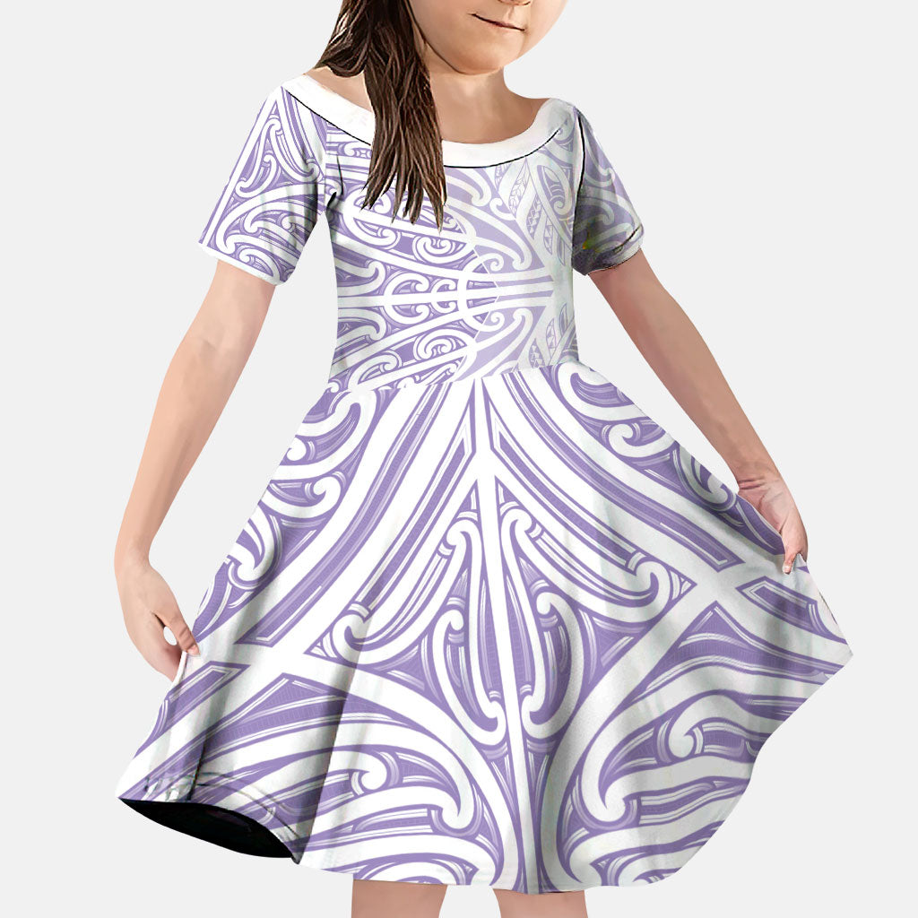 Purple New Zealand Puhoro Maori Tattoo Family Matching Puletasi and Hawaiian Shirt