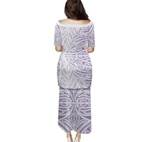Purple New Zealand Puhoro Maori Tattoo Family Matching Puletasi and Hawaiian Shirt