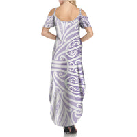 Purple New Zealand Puhoro Maori Tattoo Family Matching Summer Maxi Dress and Hawaiian Shirt
