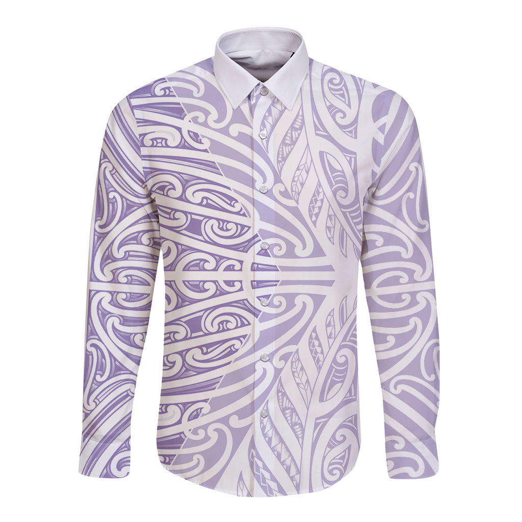 Purple New Zealand Puhoro Maori Tattoo Long Sleeve Button Shirt LT14 Unisex Purple - Polynesian Pride