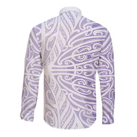 Purple New Zealand Puhoro Maori Tattoo Long Sleeve Button Shirt