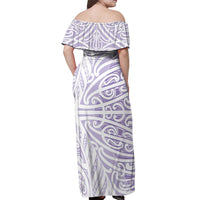 Purple New Zealand Puhoro Maori Tattoo Off Shoulder Maxi Dress
